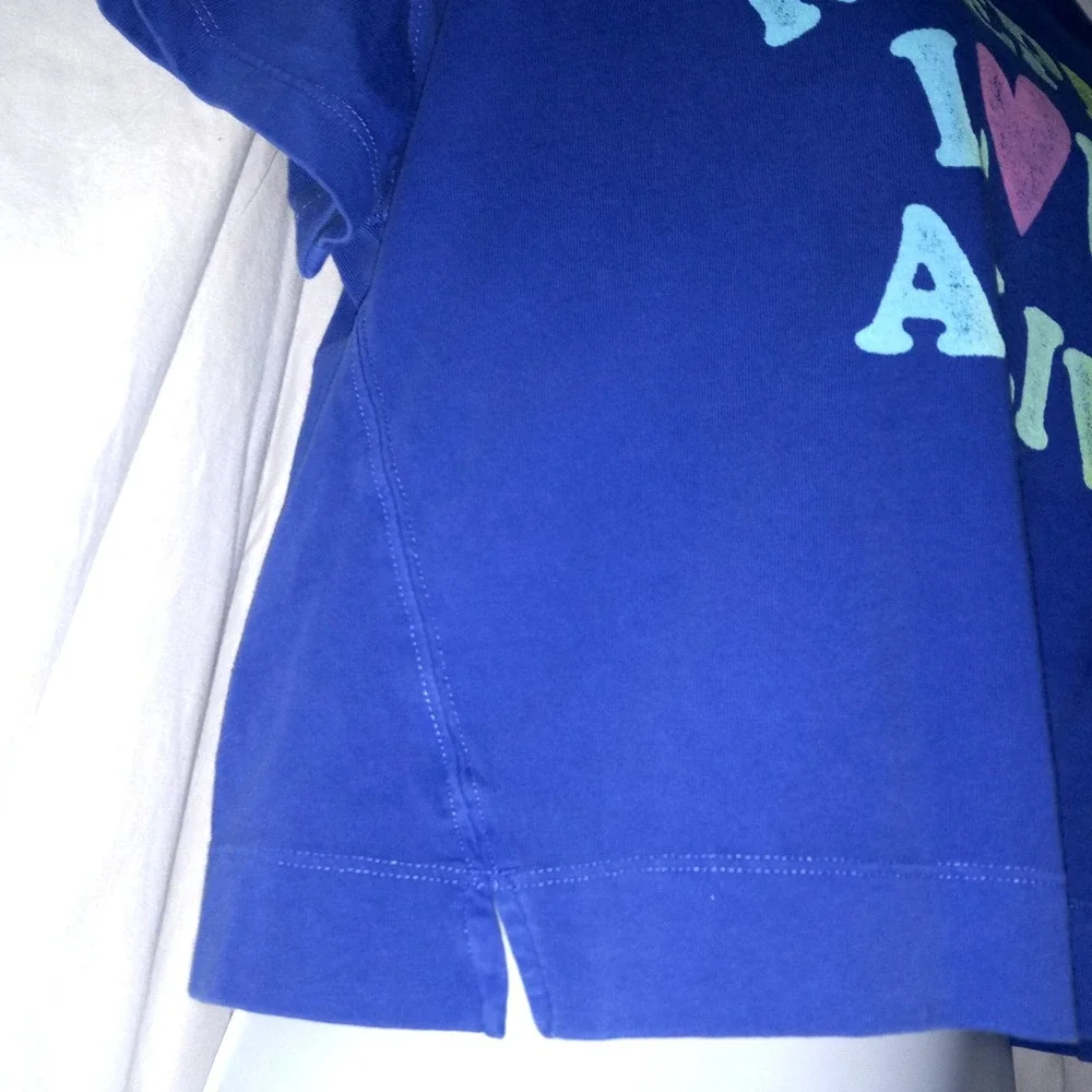 Old Navy Keeping Love Alive Graphic Cropped Tee T-Shirt Blue Girls Size XL 14-16